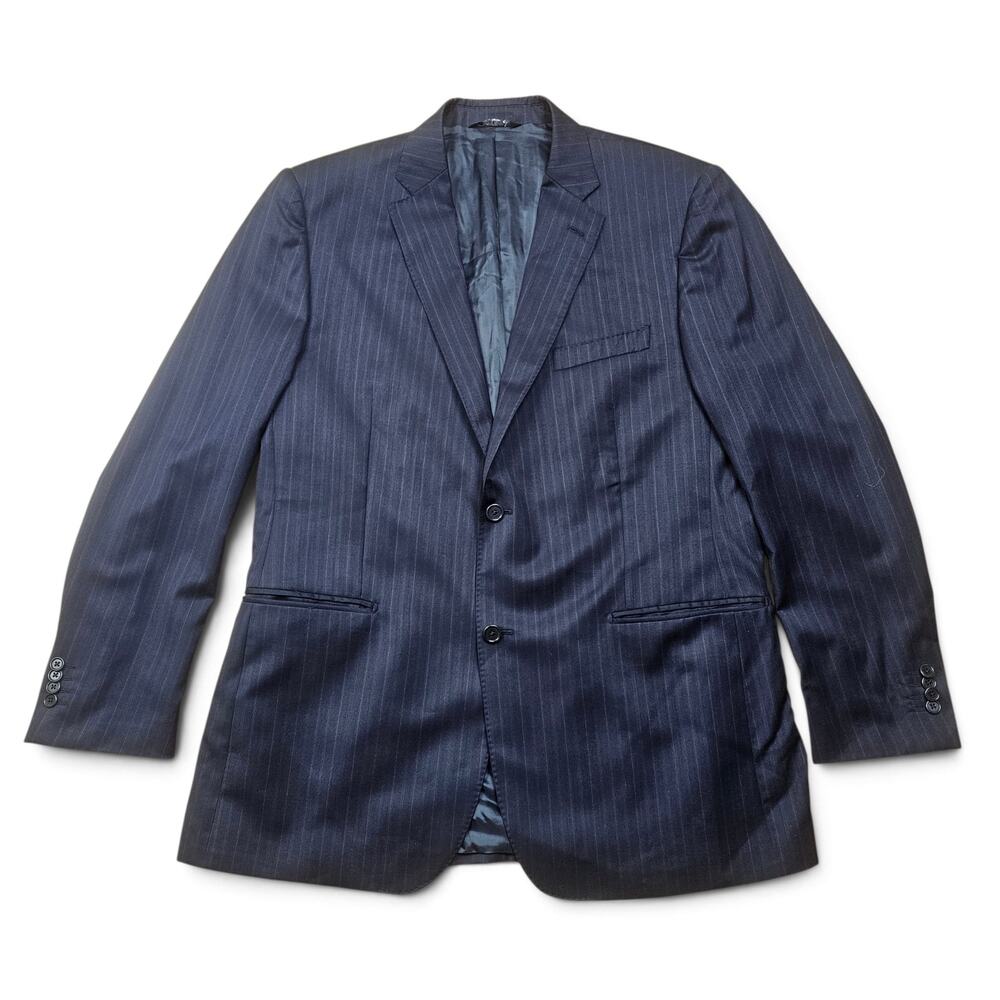 ERMENEGILDO ZEGNA Blazer Mens 44R Italy Wool Silk Navy Pinstripe Sport Coat Lux